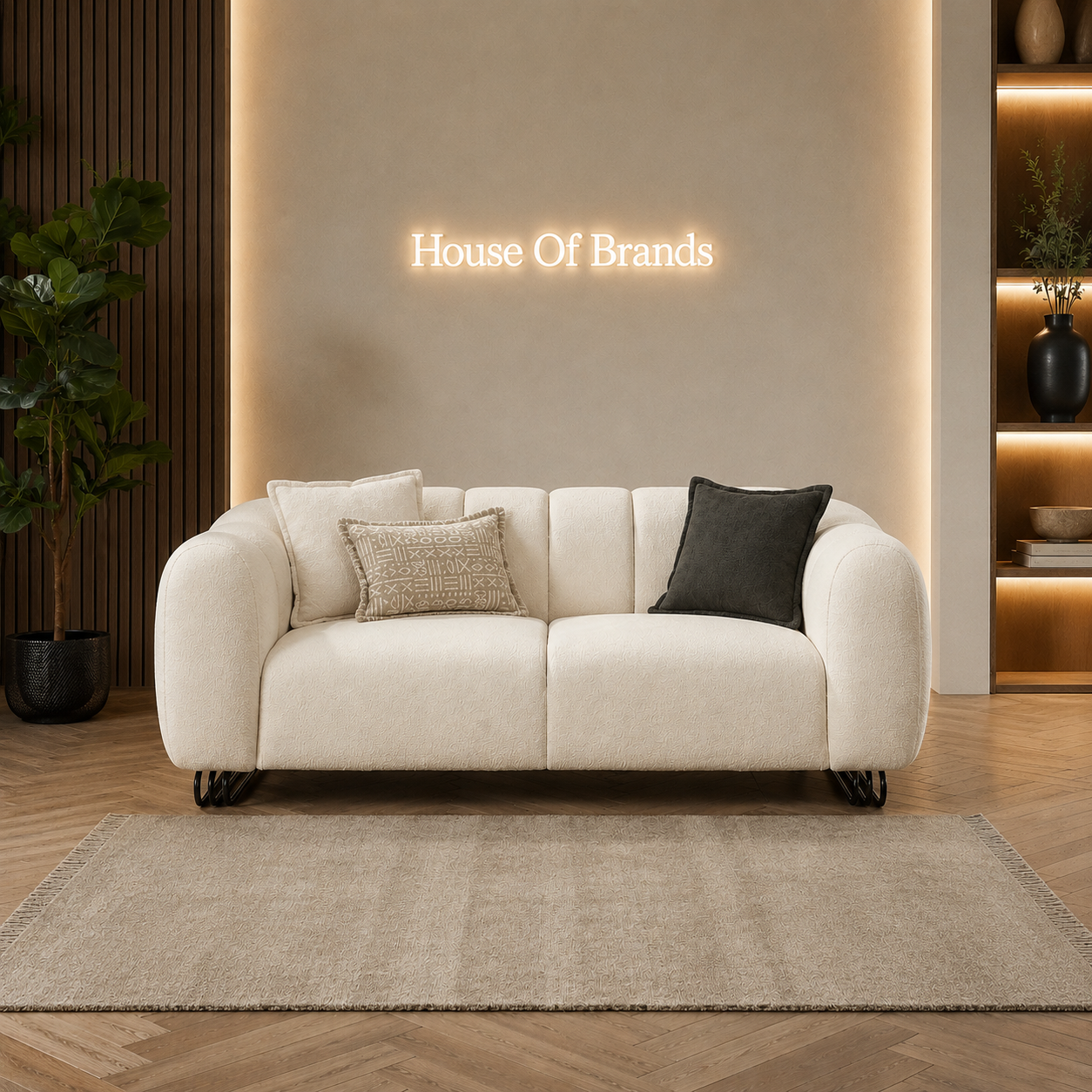 Puffino Cream Bouclé Sofa Set
