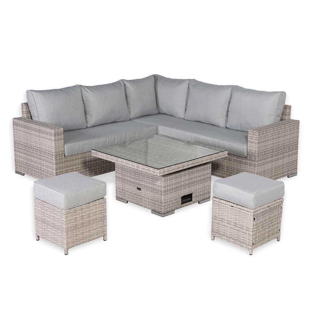 Palermo Luxe Square Corner Dining Set with Rising Table