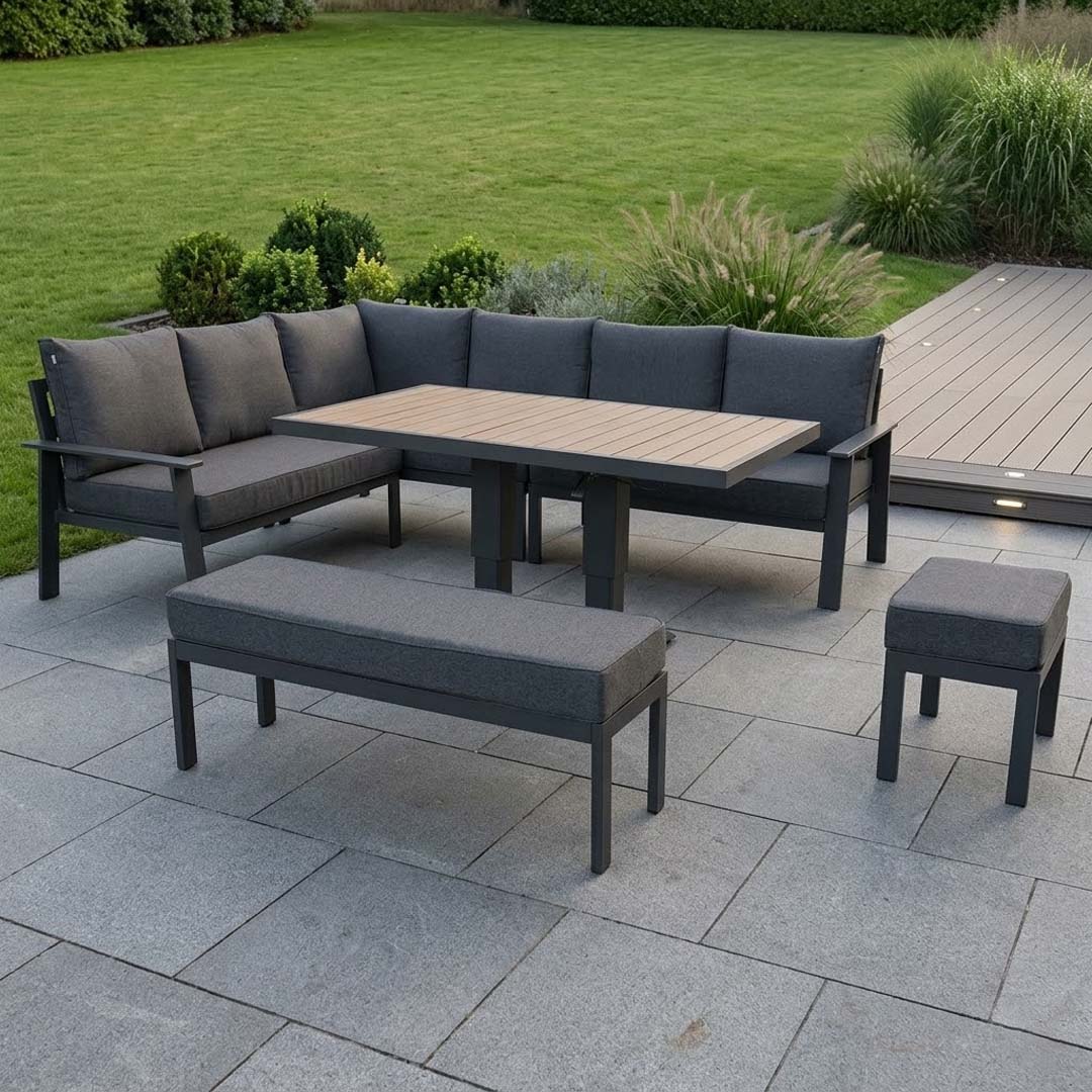 Cadiz Large Corner Dining Set with Rising Table (Left Hand)