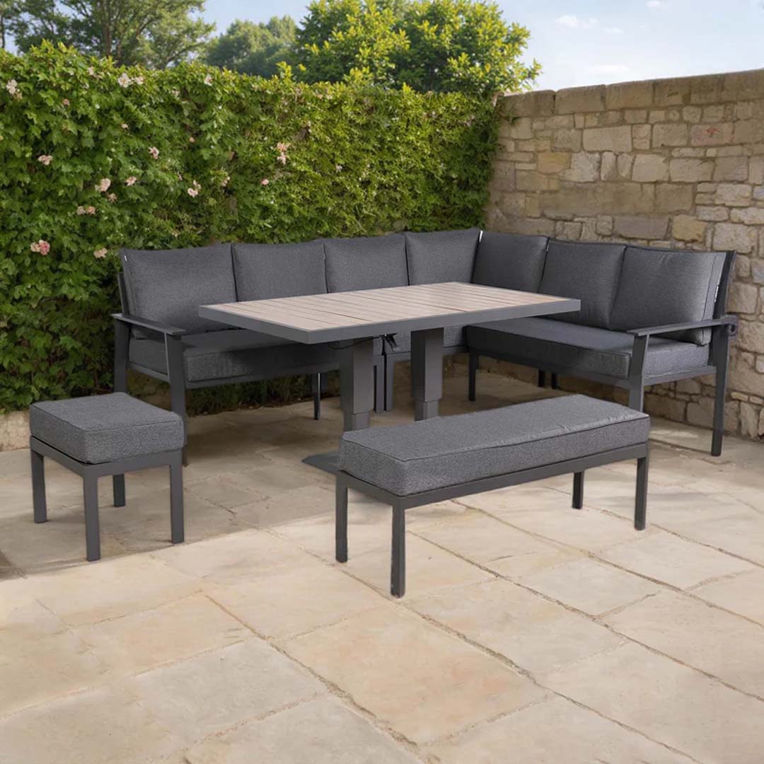 Cadiz Large Corner Dining Set with Rising Table (Right Hand)