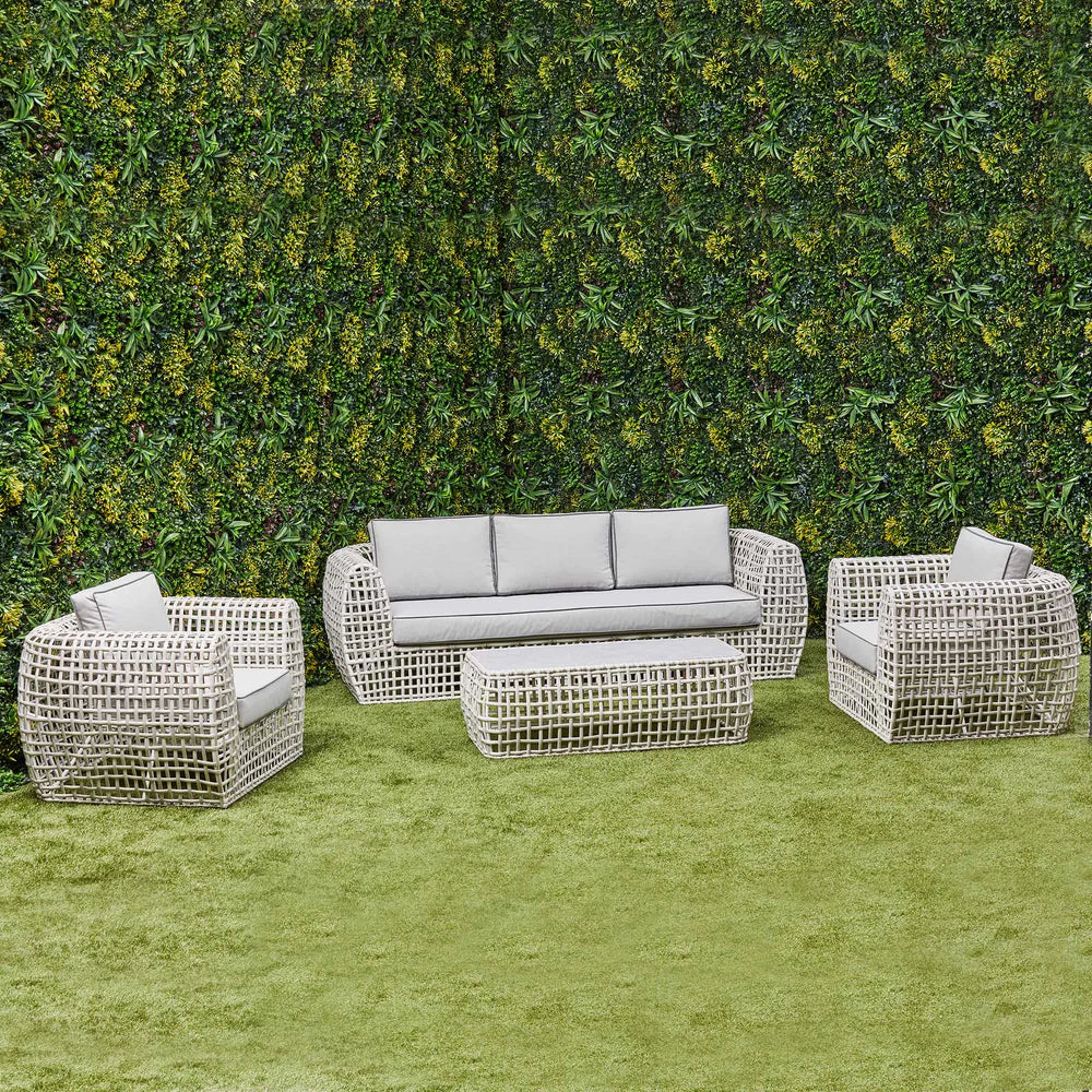Indi 4 Piece Rattan Garden Furniture Sofa Set - Beige