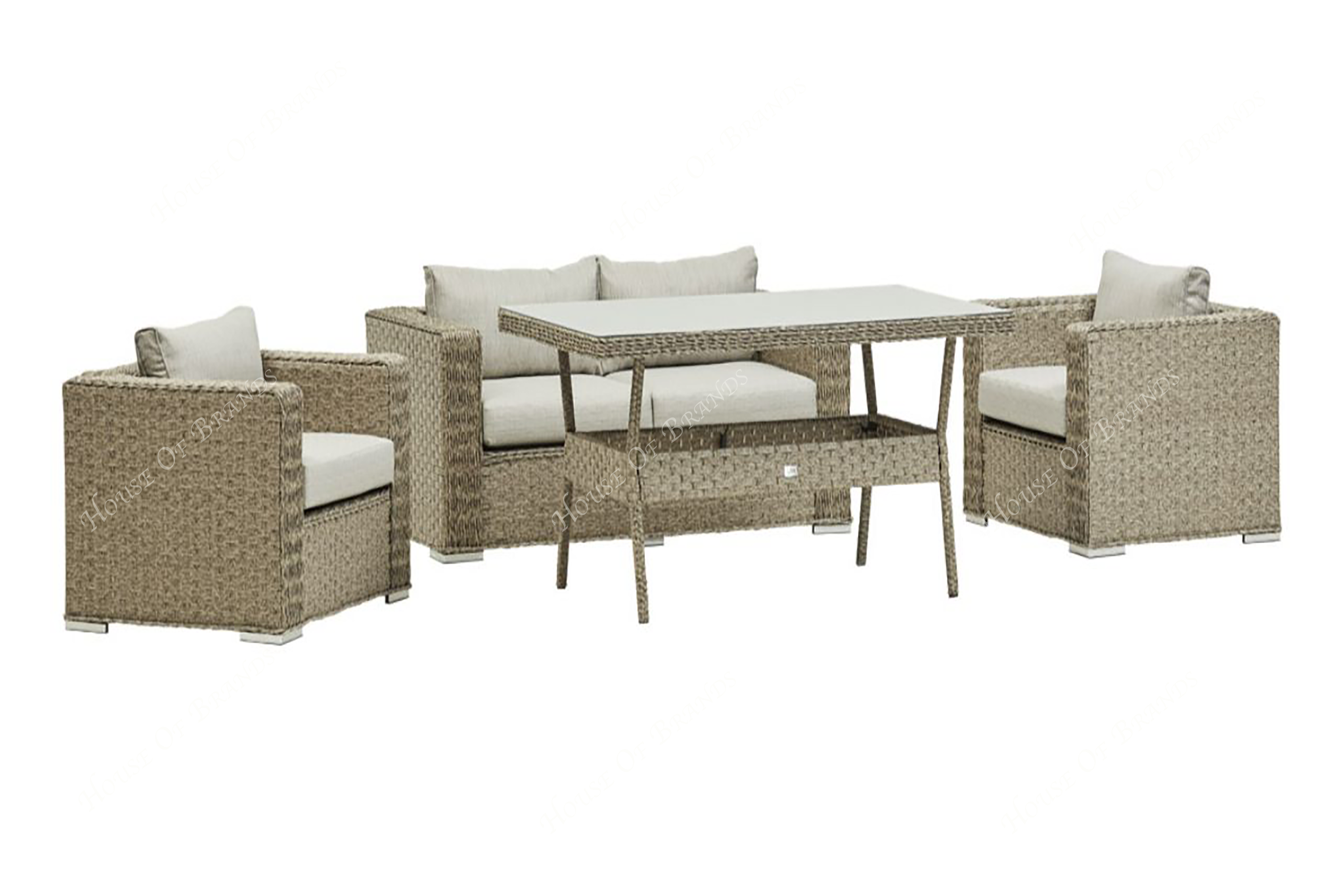 Beige Rattan Outdoor Dining set