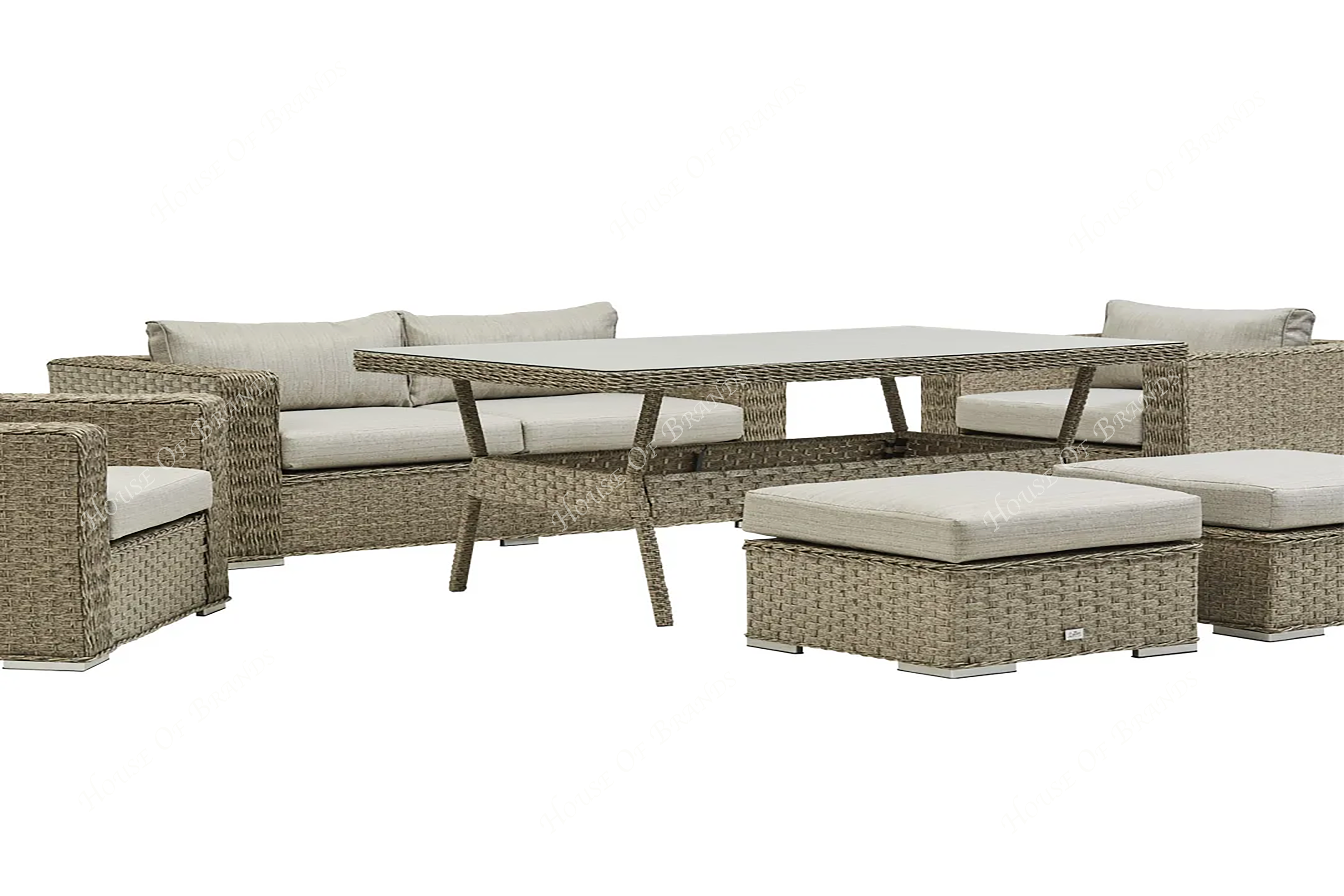 Beige Rattan Outdoor Dining set