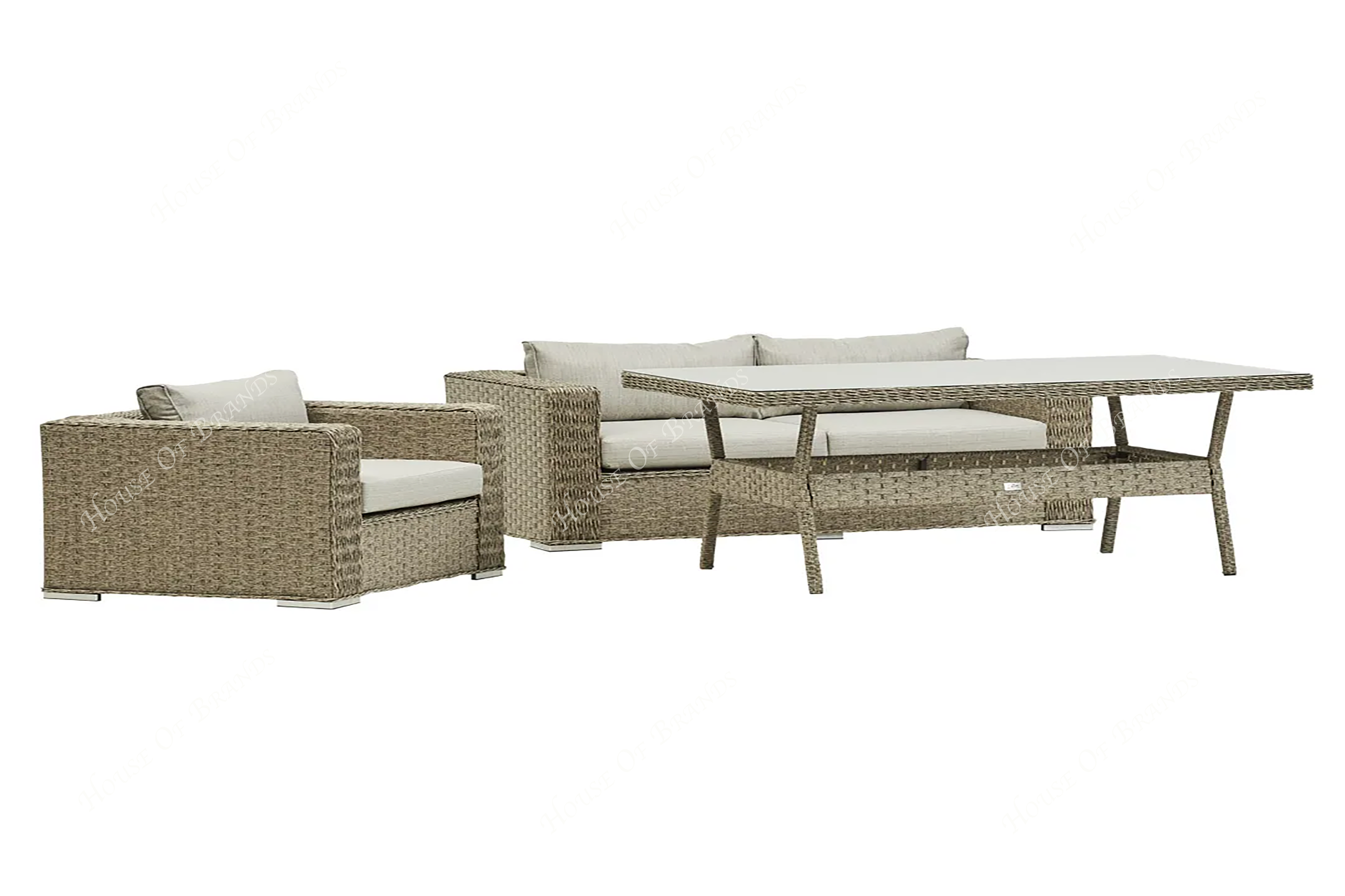 Beige Rattan Outdoor Dining set