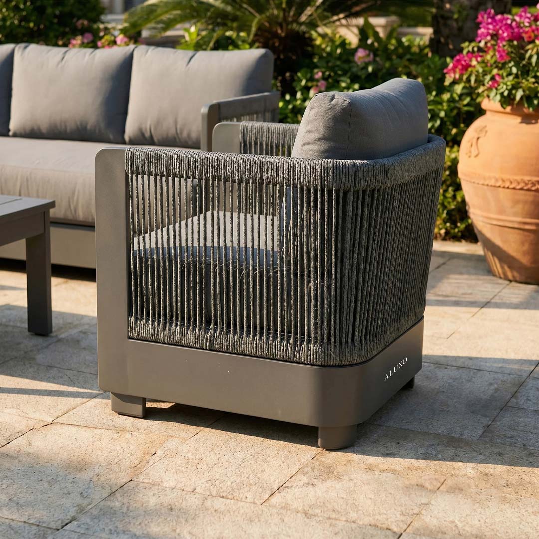 Rocco 5 Seater Aluminium Garden Lounge Set with Coffee Table – Charcoal Grey Outdoor Sofa Set