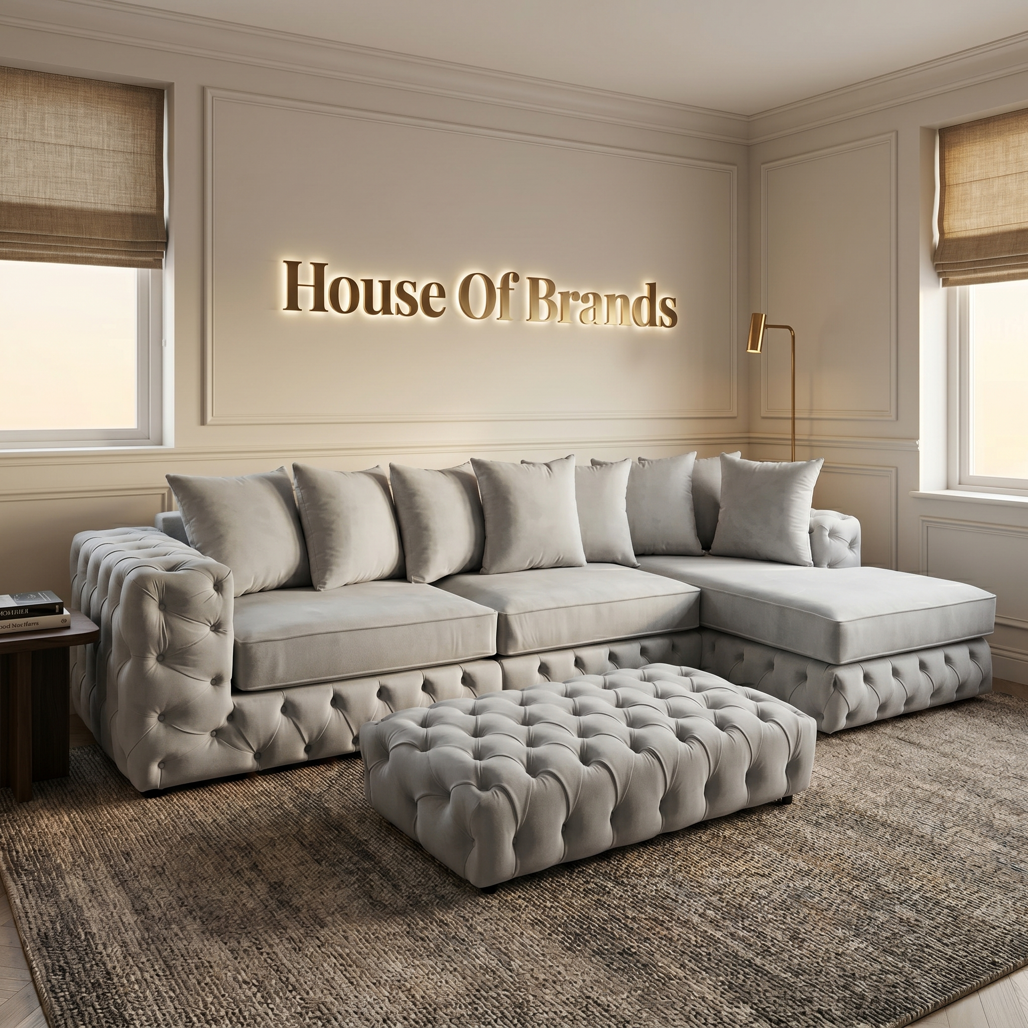 Roma Chaise End Velvet Sofa Set