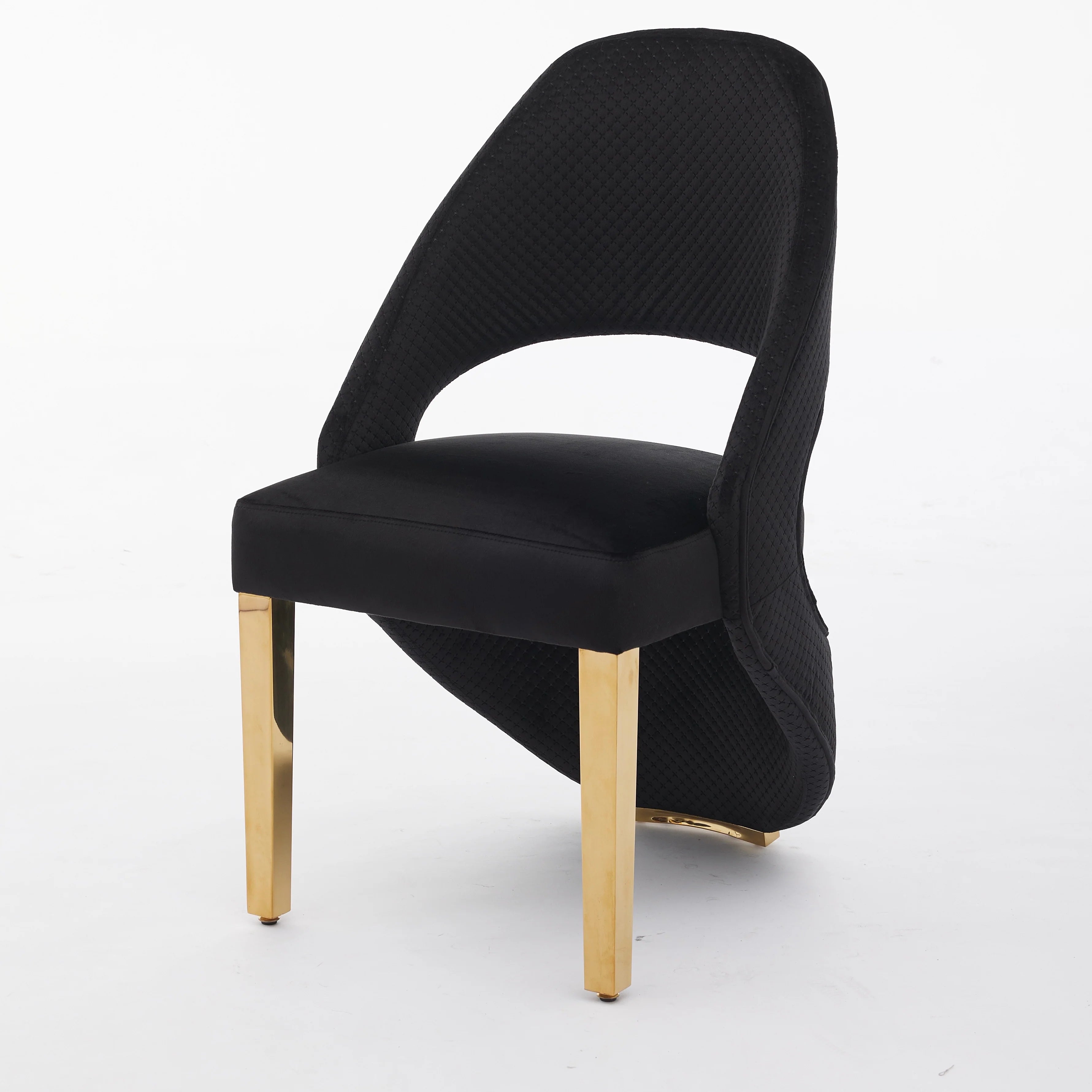 Santos Black Plush Velvet Dining Chair Gold Legs