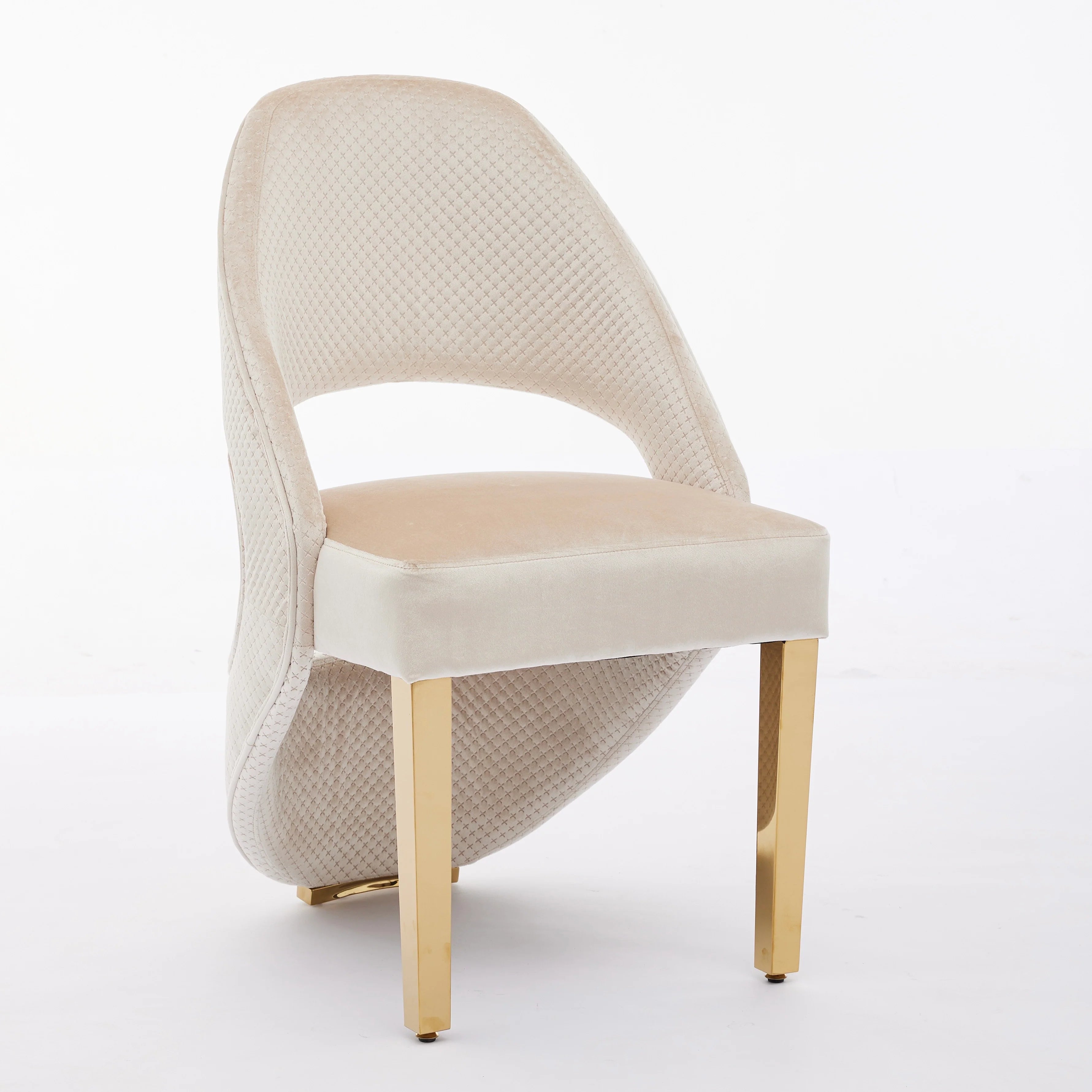 Santos Cream Plush Velvet Dining Chair Gold Legs