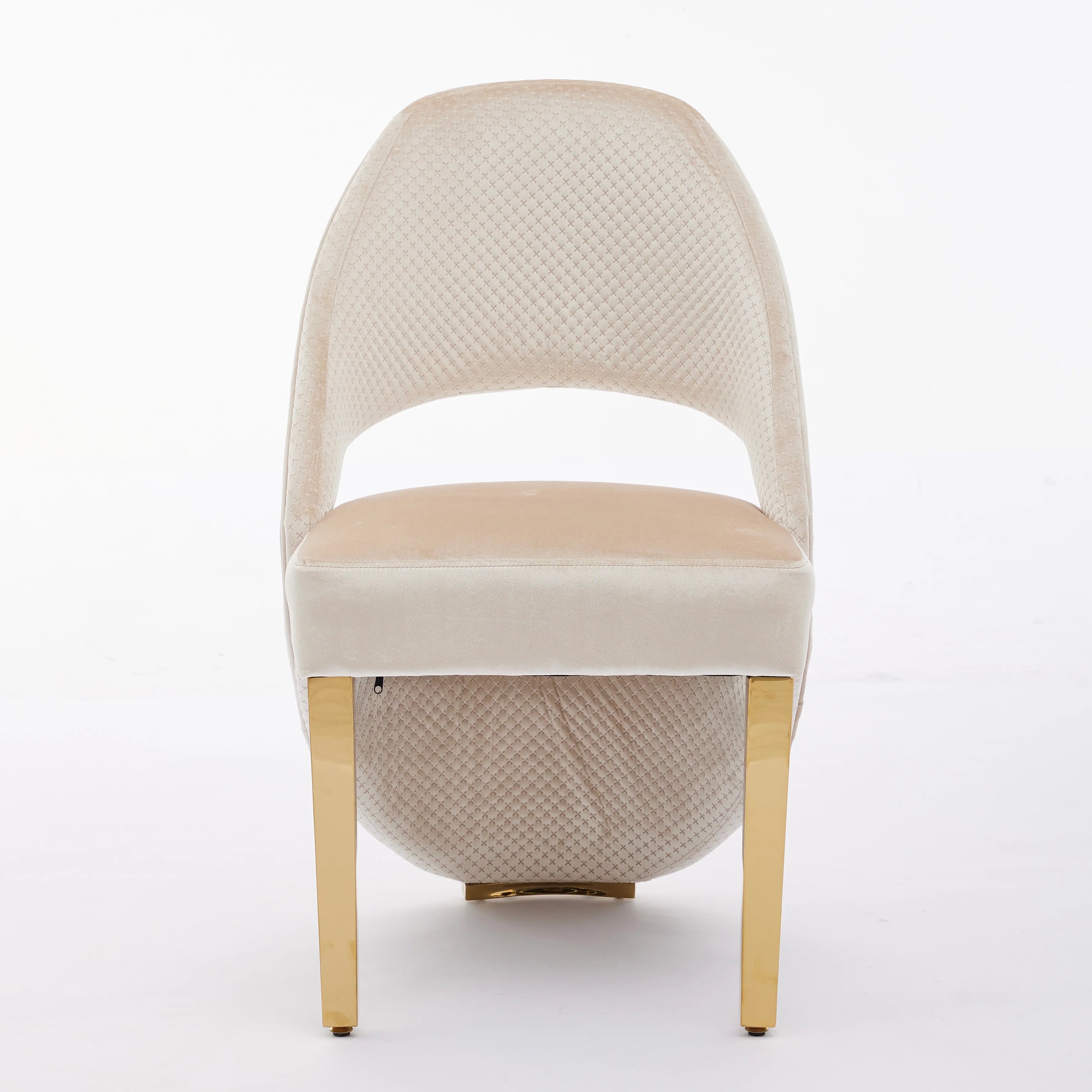 Santos Cream Plush Velvet Dining Chair Gold Legs