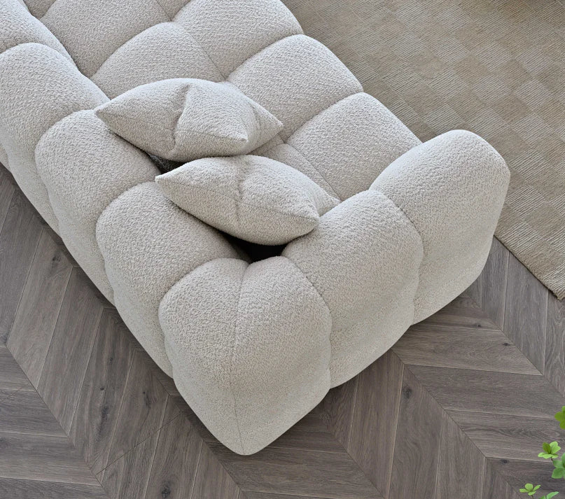 Aluxo Tribeca Corner Group In Oatmeal Boucle Fabric