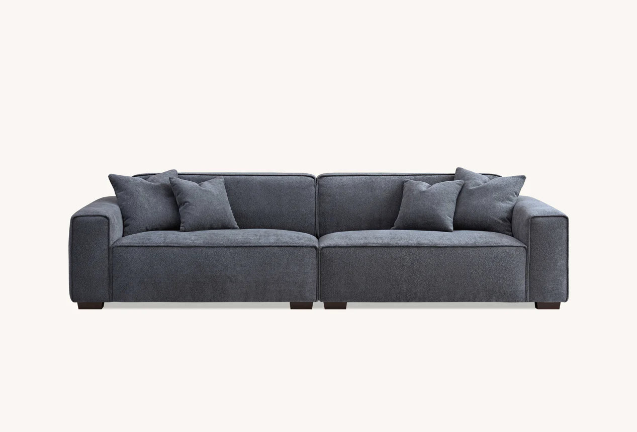 Aluxo Dakota 4 Seater With Chaise In Charcoal Boucle