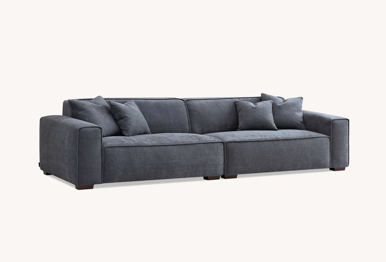 Aluxo Dakota 4 Seater With Chaise In Charcoal Boucle