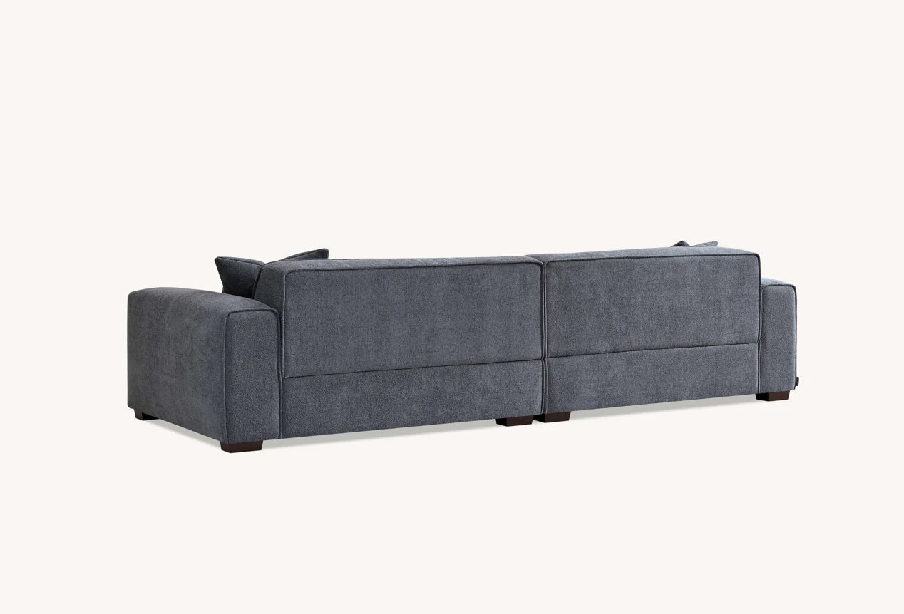 Aluxo Dakota 4 Seater With Chaise In Charcoal Boucle