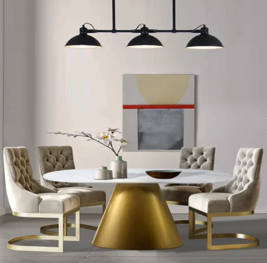 Orbit 6 Seater Gold Oval Ceramic Dining Table
