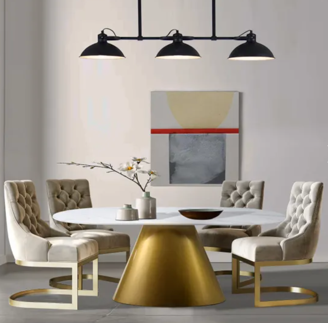 Orbit 6 Seater Gold Oval Dining Table