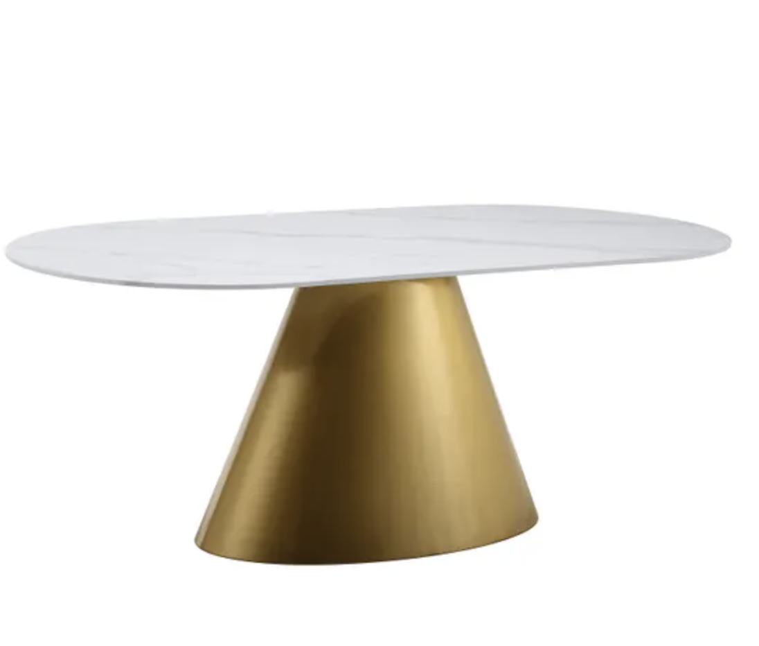 Orbit 6 Seater Gold Oval Ceramic Dining Table