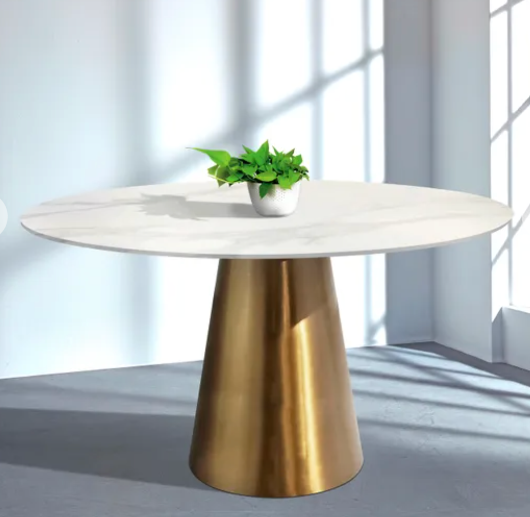 Orbit White Ceramic Round Dining Table