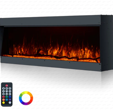 Clarendon Black Borderless Glass LED Electric Fireplace