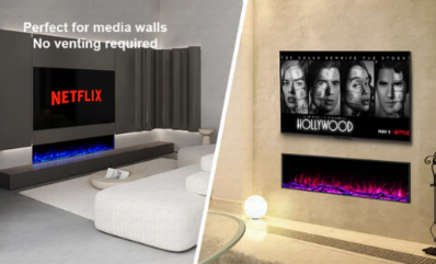 Clarendon Black Borderless Glass LED Electric Fireplace