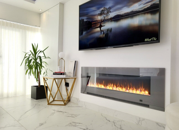 Aurora Grey Wall Mounted 10 Colour LED Electric Fire With Remote
