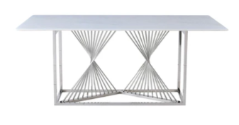 Ohio 180cm White Marble & Chrome Dining Table