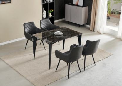 Miami 120cm Black and Gold Ceramic Dining Table