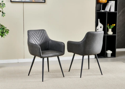 Miami 120cm Cream and Gold Ceramic Dining Table + Grey PU Leather Dining Chairs