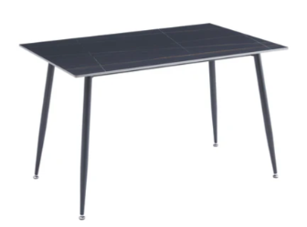 Oxford 120cm Black Ceramic Dining Table With 4 Black PU Leather Dining Chairs