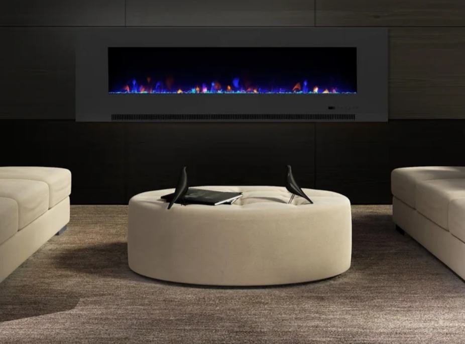 Aurora Grey Wall Mounted 10 Colour LED Electric Fire With Remote