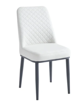 Oxford 120cm White Ceramic Dining Table With 4 White PU Leather Dining Chairs
