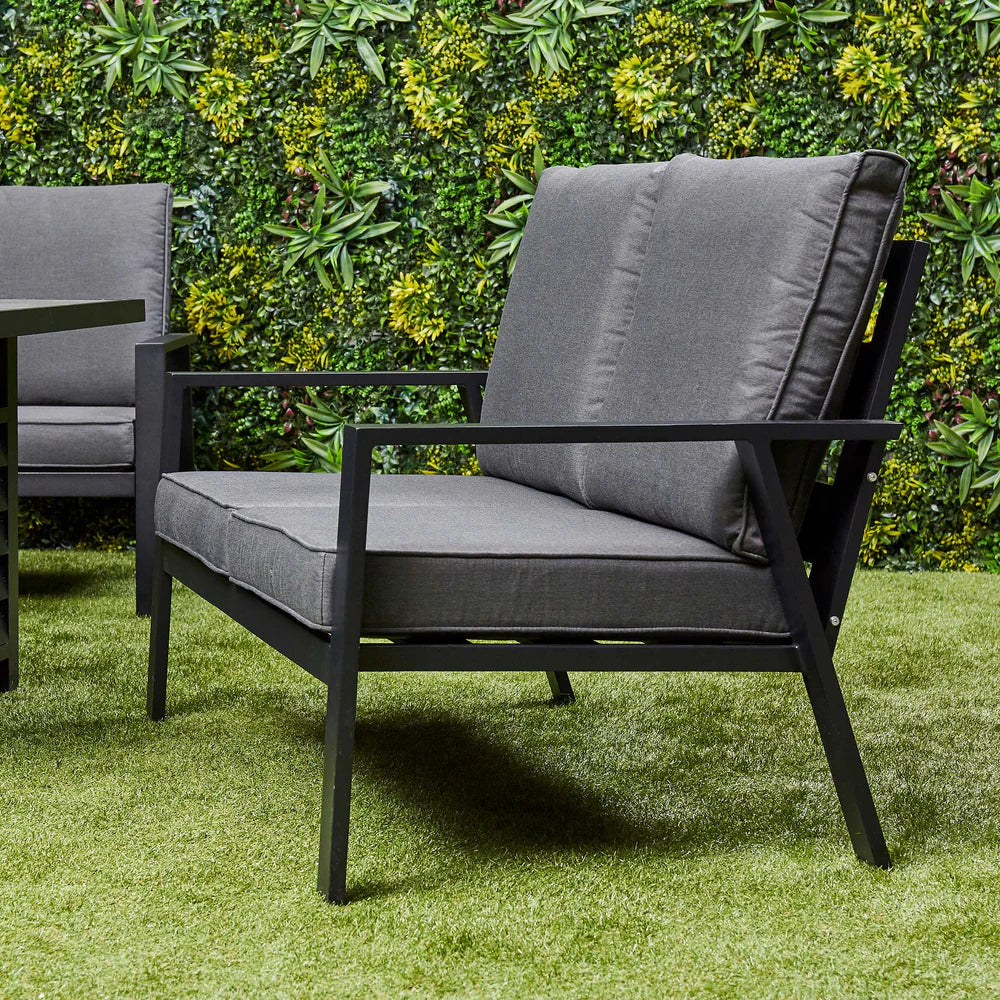 Sienna Aluminium Sofa Dining Set with Fire Pit – Grey