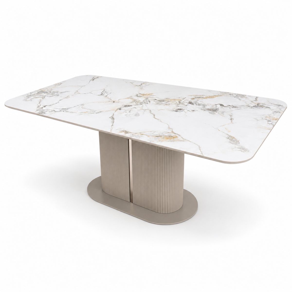 Sydney 160cm Cream Ceramic Marble Dining Table