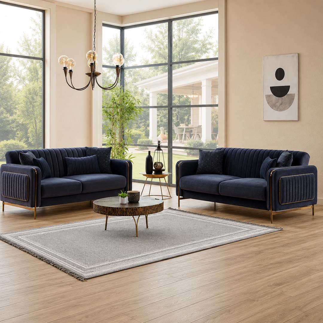 Talas Luxury Velvet Sofa Bed Set with Storage