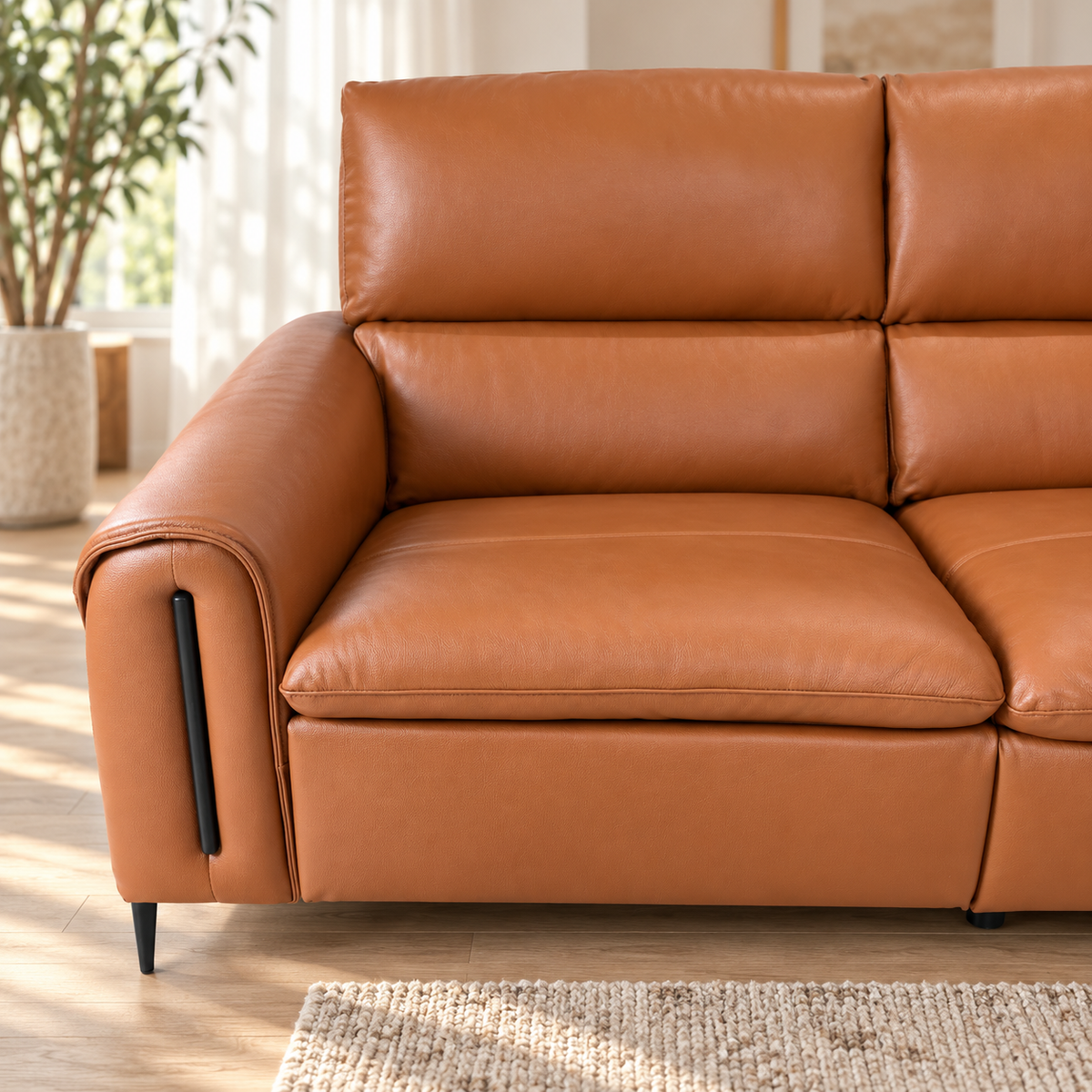 Arizona Tan Leather Electric Recliner Corner Sofa