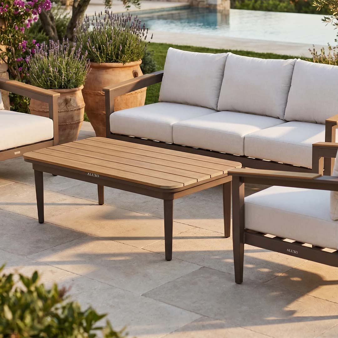 Terra 5 Seater Aluminium Garden Sofa Set with PS Wood Coffee Table
