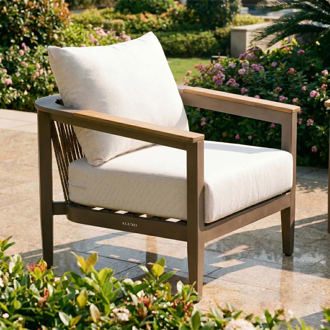 Terra 5 Seater Aluminium Garden Sofa Set with PS Wood Coffee Table