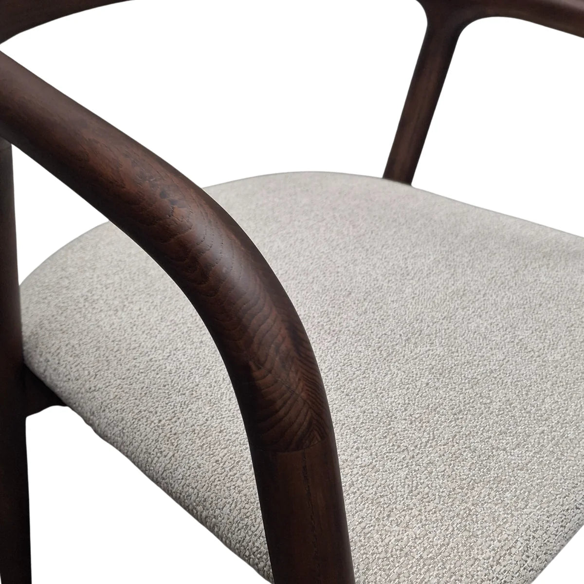 Tess Walnut Dining Chair in Oatmeal Bouclé – Upholstered Dining Chair (Set of 2)