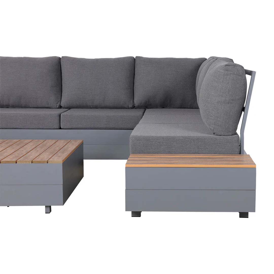 Venice Luxe Large L-Shaped Corner Sofa Set | Grey Aluminium