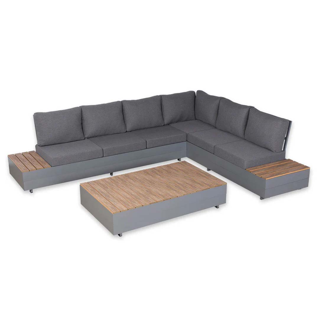 Venice Luxe Large L-Shaped Corner Sofa Set | Grey Aluminium