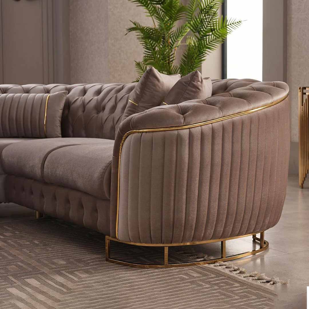 Vienna Luxe Premium Velvet Corner Sofa – Turkish Chesterfield Style – L-Shaped Sofa