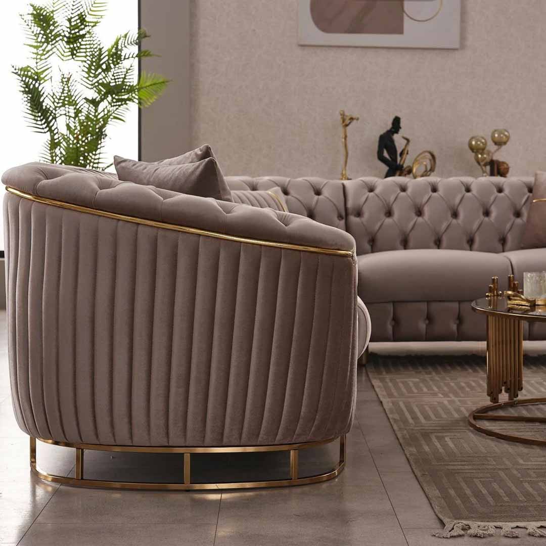 Vienna Luxe Premium Velvet Corner Sofa – Turkish Chesterfield Style – L-Shaped Sofa