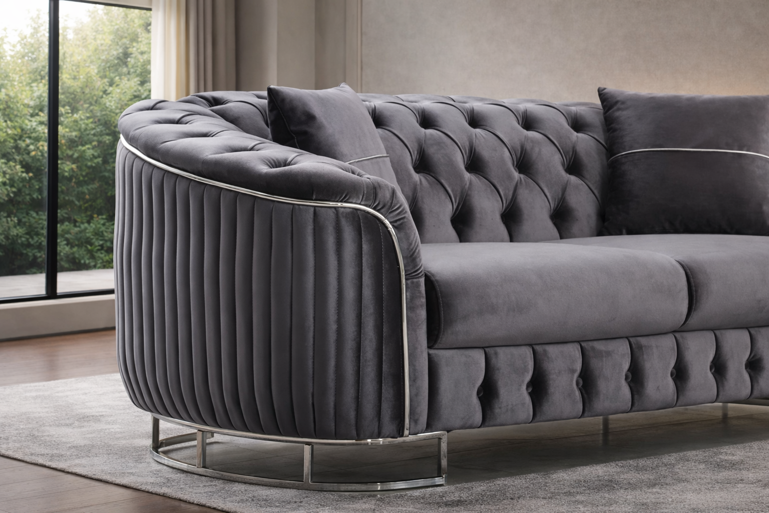 Vienna Luxe Grey Sofa Set