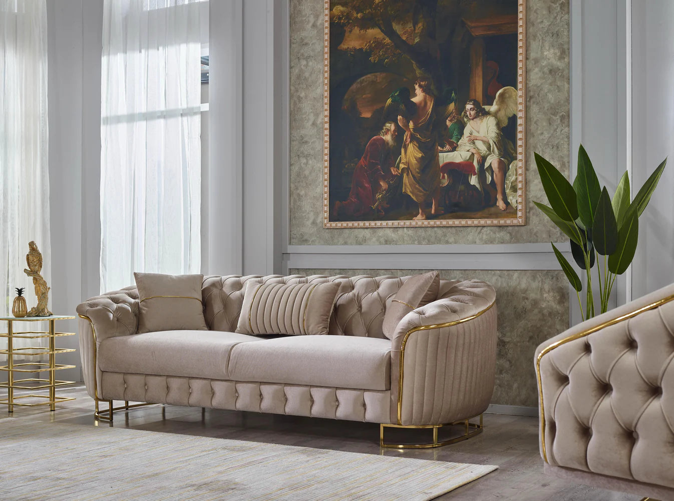 Vienna Luxe Beige Sofa Set 3+2