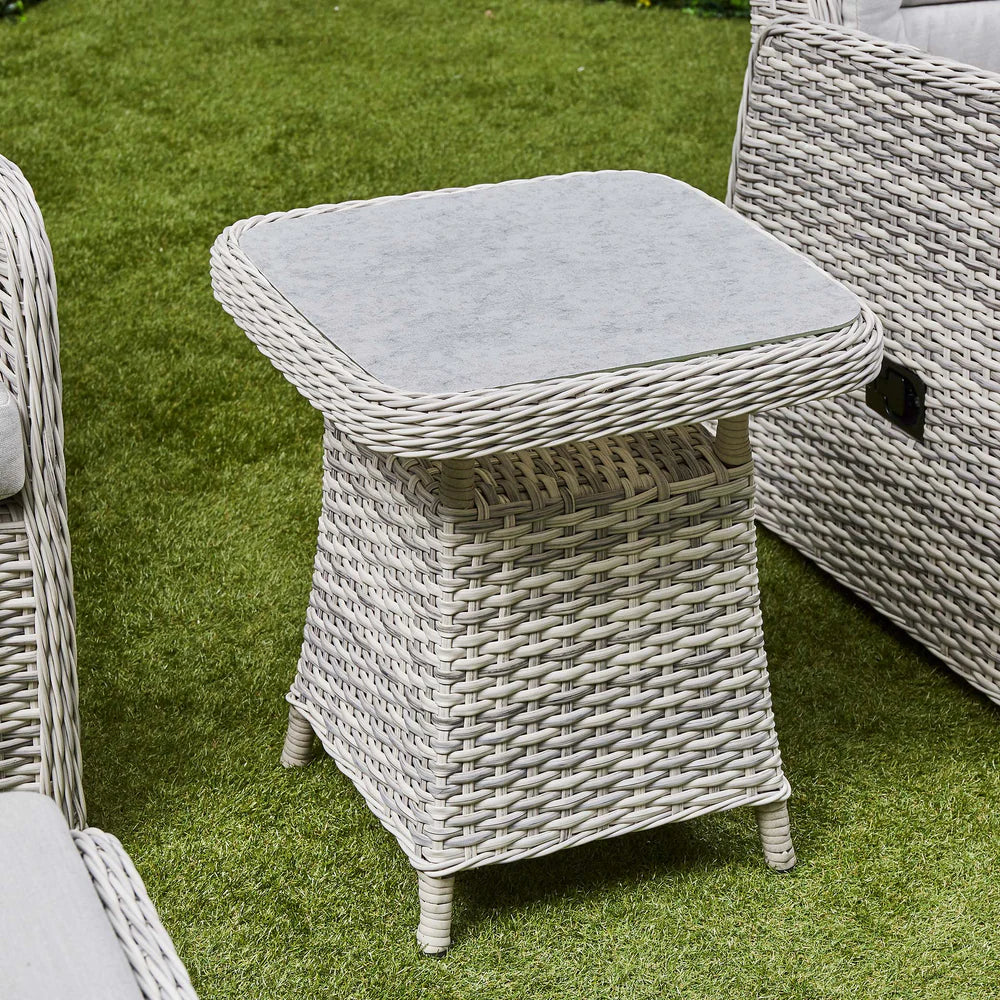 Willow Rattan and Aluminum Frame Reclining Lounge Set – Beige
