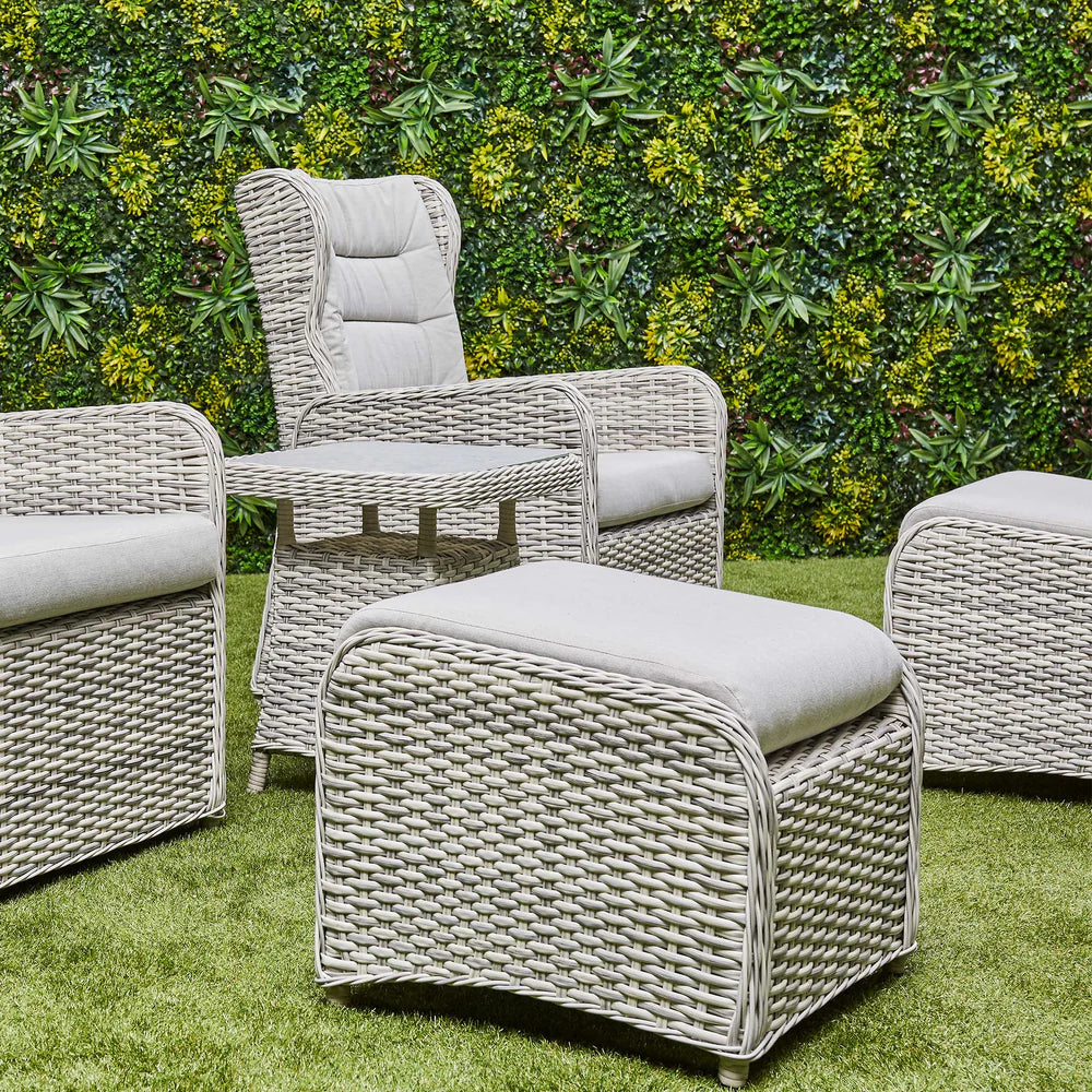 Willow Rattan and Aluminum Frame Reclining Lounge Set – Beige
