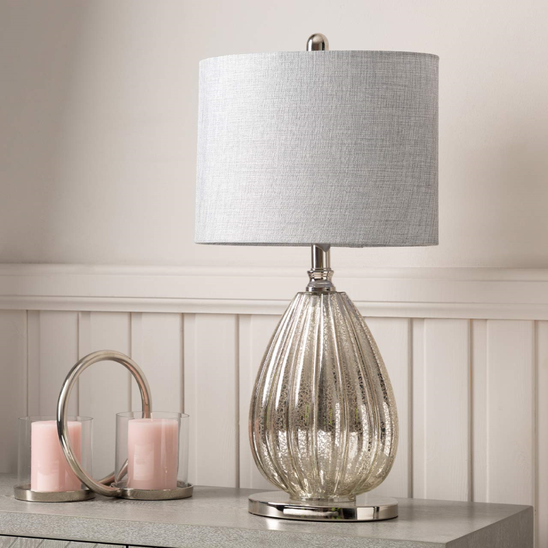 61cm Silver Mercury Glass Table Lamp