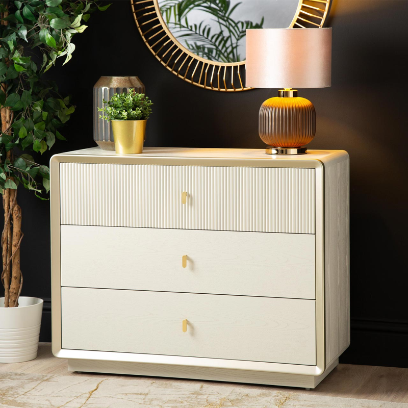 Amelie Cream Elm 3 Drawer Chest