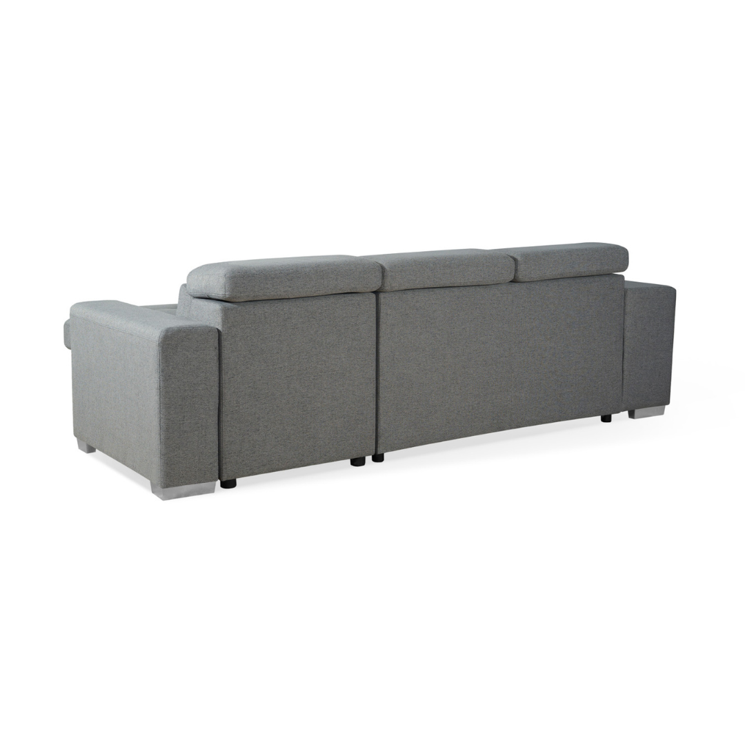 Artemis Universal Corner Sofabed in Grey with Storage & Adjustable Headrests