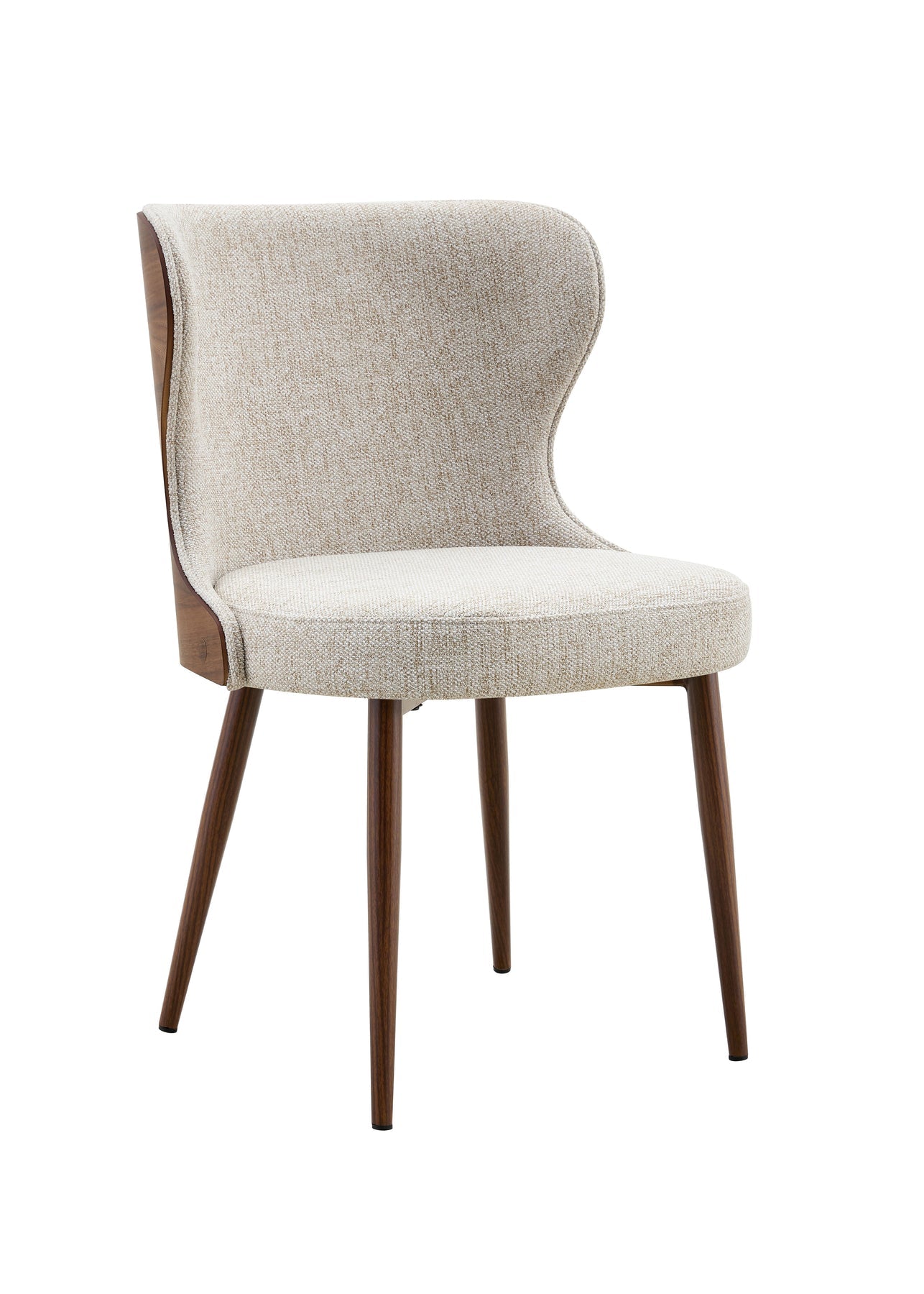 Bella Walnut Wood And Light Taupe Fabric Dining Chair