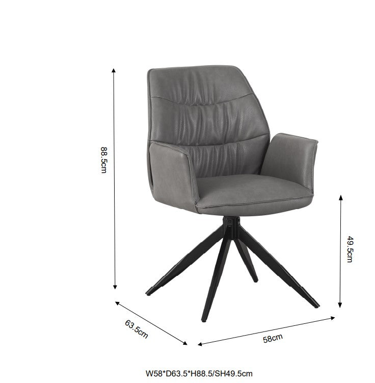 Berlish PU Leather Swivel Dining Chairs With Black Metal Base -2 Colours